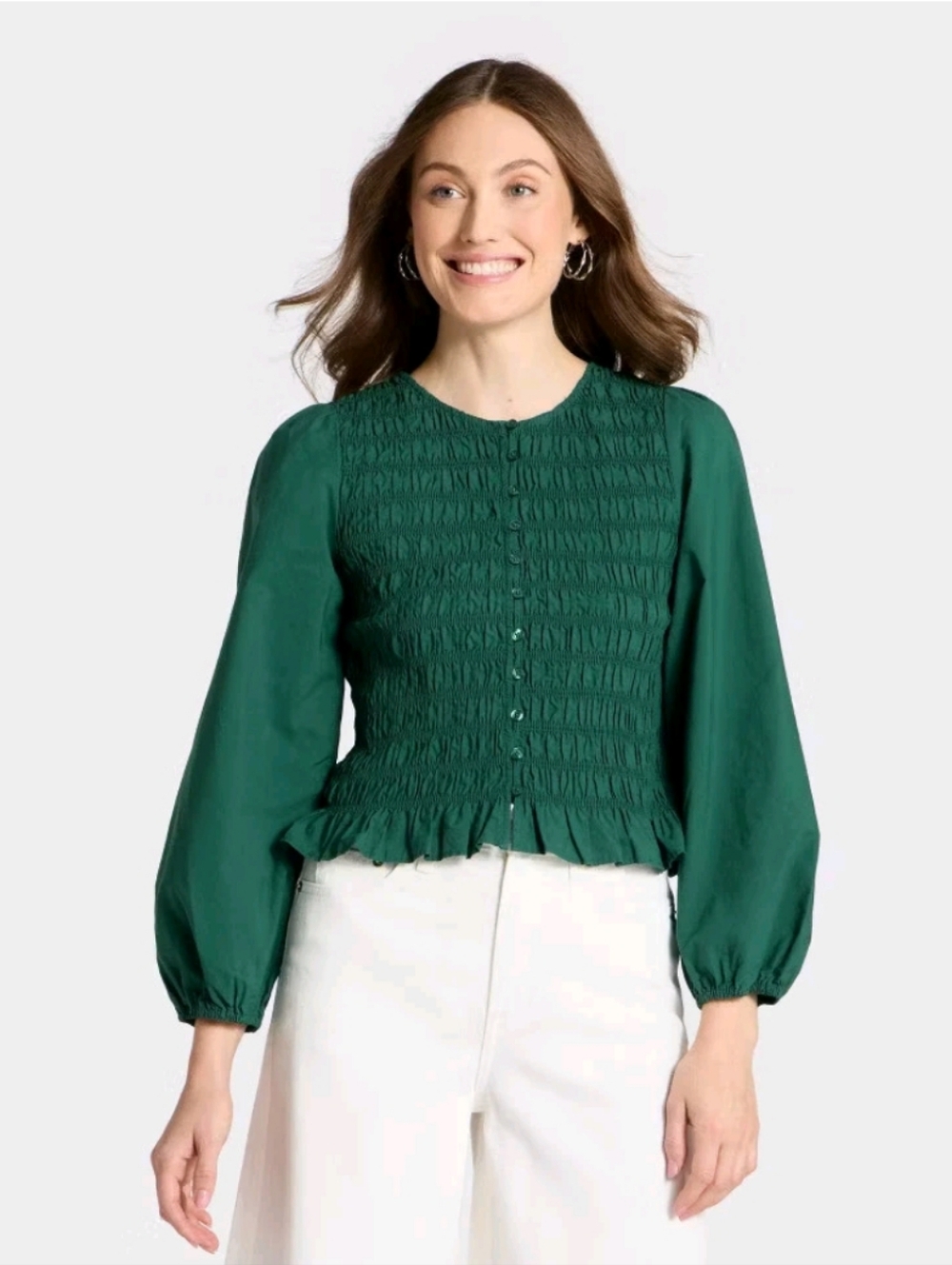 New with Tags! Women's Long Sleeve Blouse - Universal Thread Dark Green Medium
